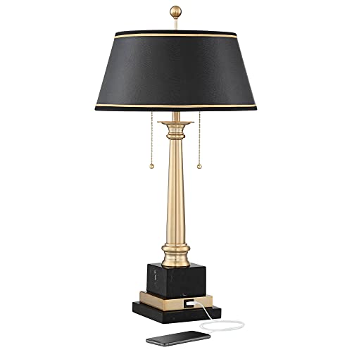 28.5-Inch Gold Brass Table Lamp with USB Port