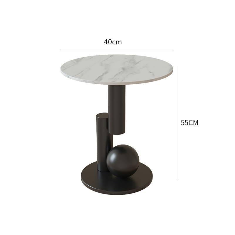 Modern Small Corner Coffee Table - Stylish Light Gray Rock Slab Design Compact Sofa Side Table for Living Room Chic Accent Furniture (Svart)