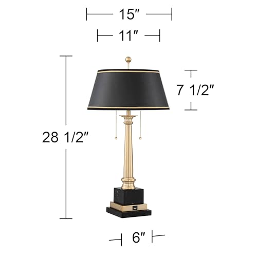 28.5-Inch Gold Brass Table Lamp with USB Port