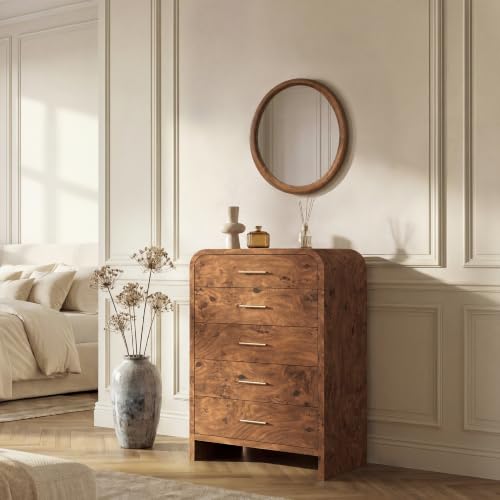 EliteSet Curved Dresser for Bedroom, 63" Large Modern Chest of Drawers, Vanity Desk TV Stand for Living Room, Closet Storage Drawers Organizer Furniture, Nursery, Hallway
