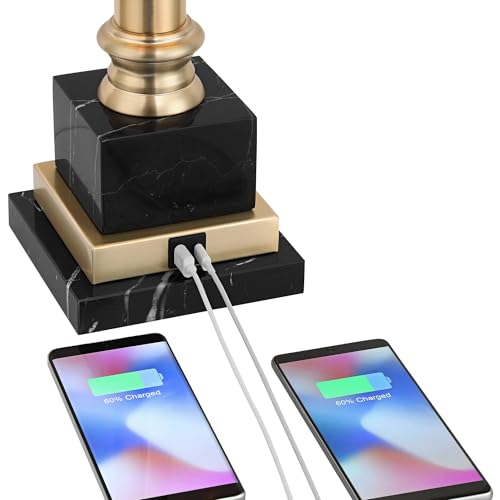 28.5-Inch Gold Brass Table Lamp with USB Port