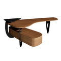 Computer Desk Modern Luxuty Ash Wood Executive Office Desk, Large Corner Writing Table Workstation with Side Cabinet Work from Home