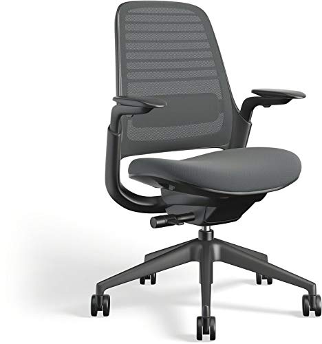 Steelcase Series 1 Office Chair - Ergonomic Work Chair with Wheels for Carpet & Hard Flooring - Helps Support Productivity - Weight-Activated Controls, Back & Arm Support - Easy Assembly - Licorice