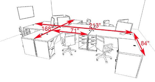 UTM Furniture Six Persons Modern Executive Office Workstation Desk Set, CH-AMB-F27