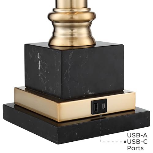 28.5-Inch Gold Brass Table Lamp with USB Port