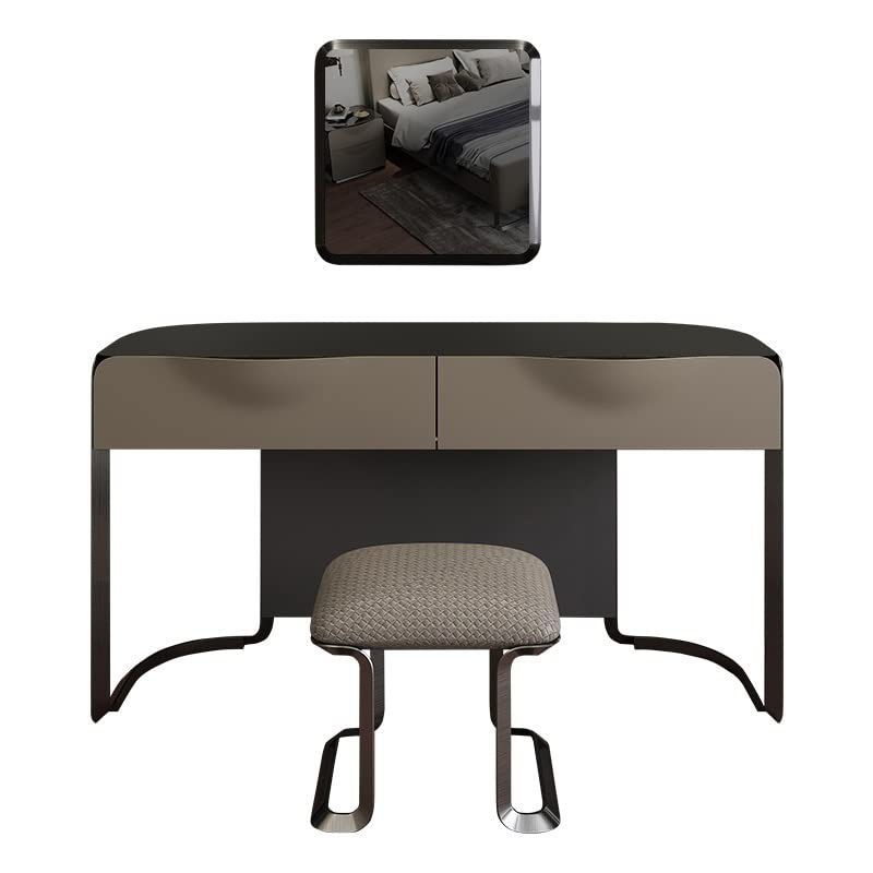 150 cm Modern Glass-Top Bedroom Dresser with Mirror