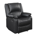 DUYHBAWRS Standard Manual Recliner, Black Faux Leather Small Space Upholstered