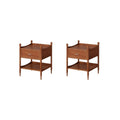 FURUIM2024M Bed Side Tables Solid Wood Nightstand with Two Drawers in Brown Color for Living Room, Bedroom, Study, Storage Cabinet for Books, Lamps, Etc. Nightstands
