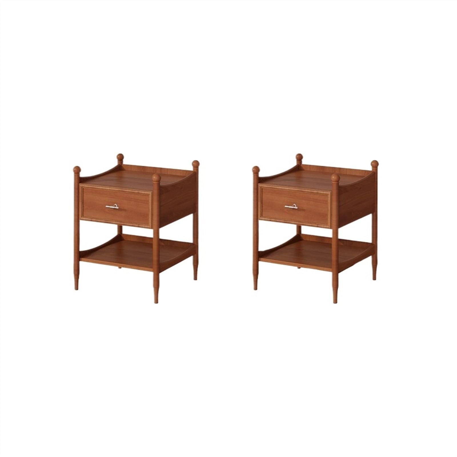 FURUIM2024M Bed Side Tables Solid Wood Nightstand with Two Drawers in Brown Color for Living Room, Bedroom, Study, Storage Cabinet for Books, Lamps, Etc. Nightstands