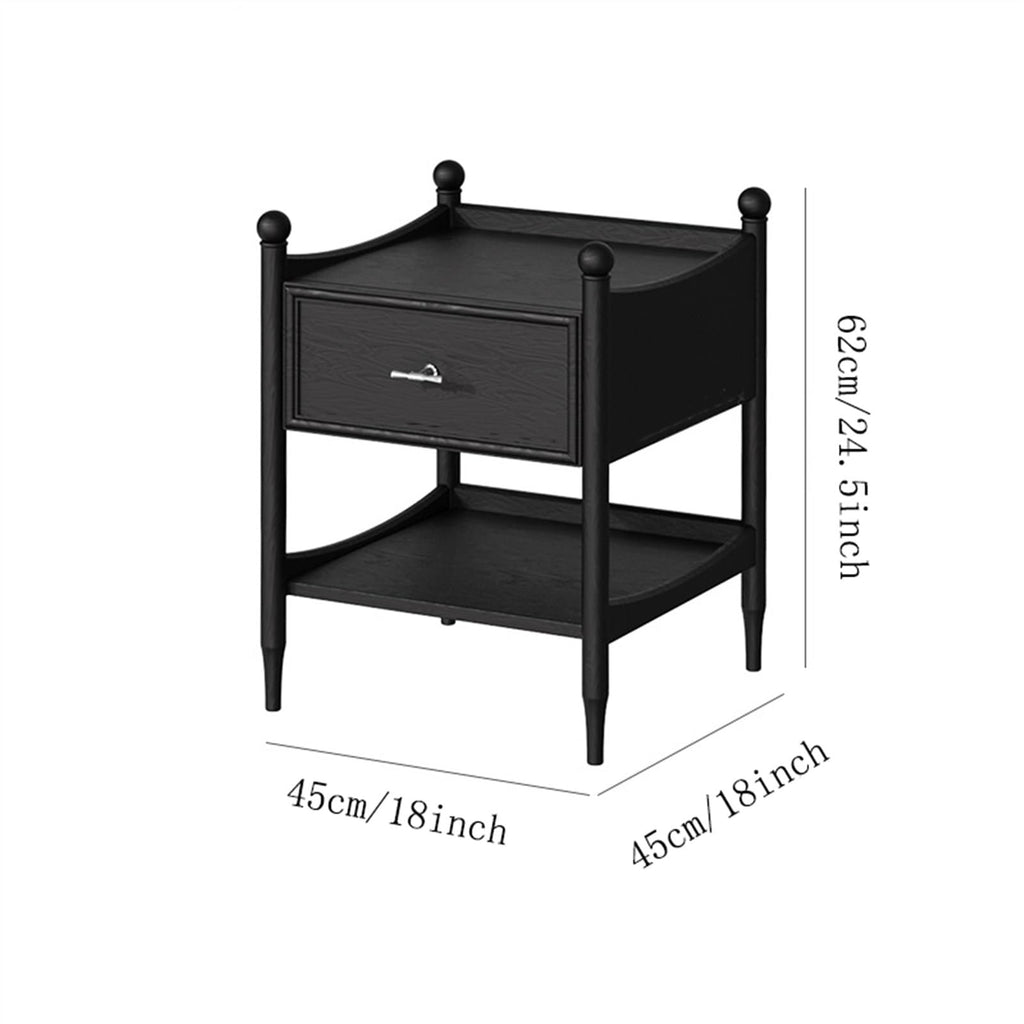 FURUIM2024M Bed Side Tables Solid Wood Nightstand with Two Drawers in Brown Color for Living Room, Bedroom, Study, Storage Cabinet for Books, Lamps, Etc. Nightstands