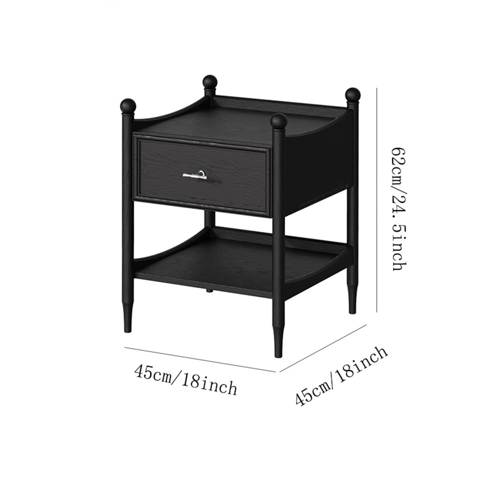 FURUIM2024M Bed Side Tables Solid Wood Nightstand with Two Drawers in Brown Color for Living Room, Bedroom, Study, Storage Cabinet for Books, Lamps, Etc. Nightstands