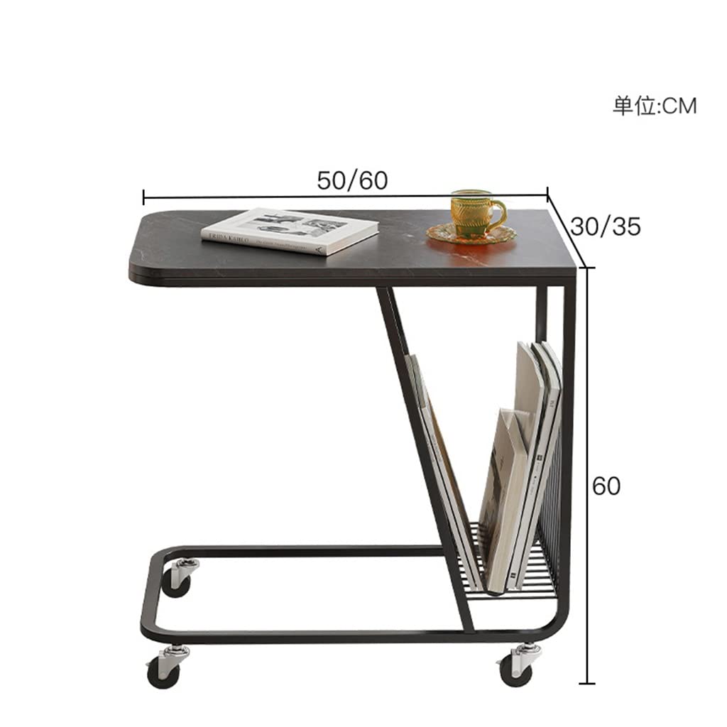 Compact Square Mobile Coffee Table, 60 x 60 x 35 cm