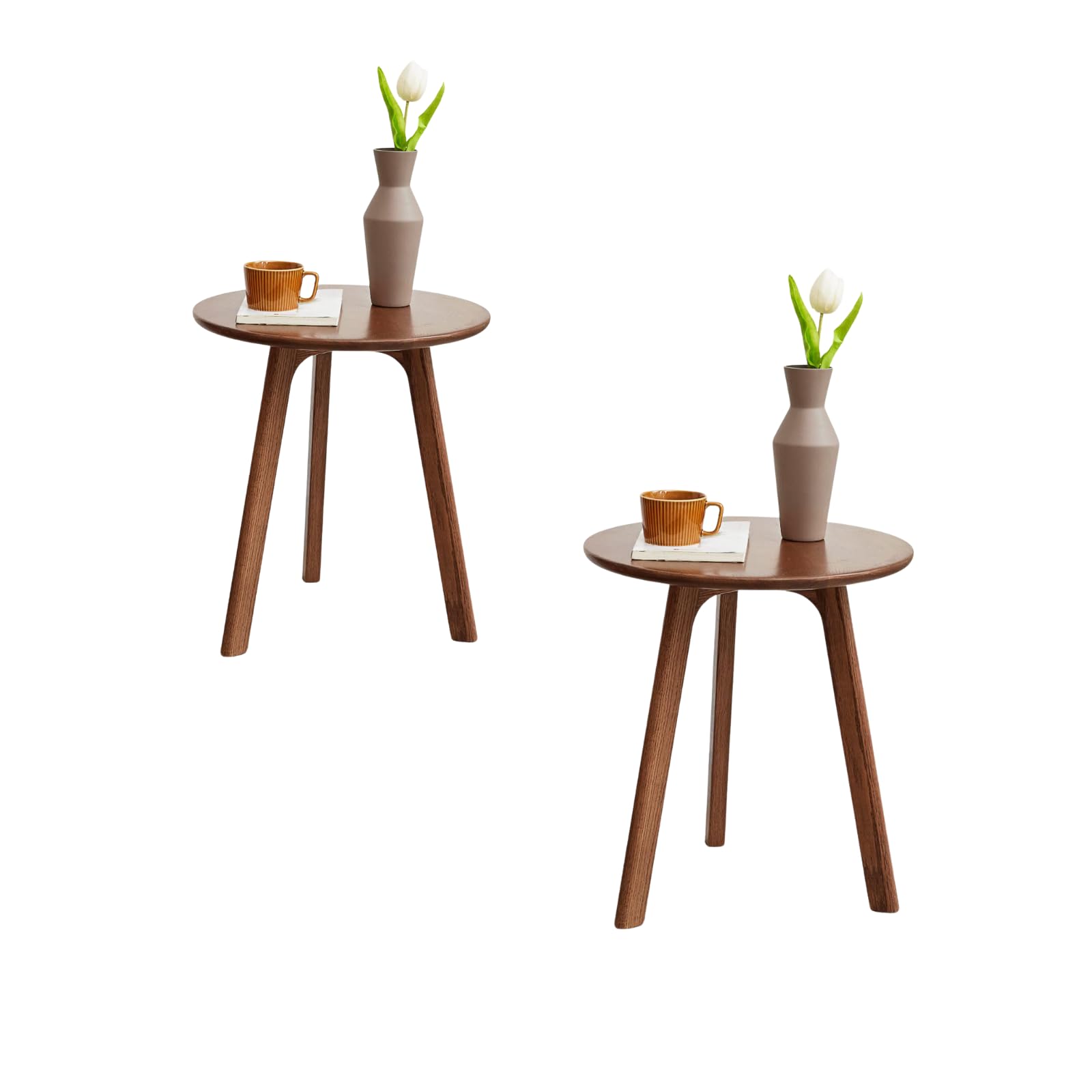 Wayshome Round Solid Wood Side Table with Three Legs