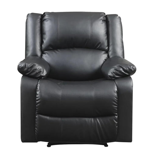 DUYHBAWRS Standard Manual Recliner, Black Faux Leather Small Space Upholstered