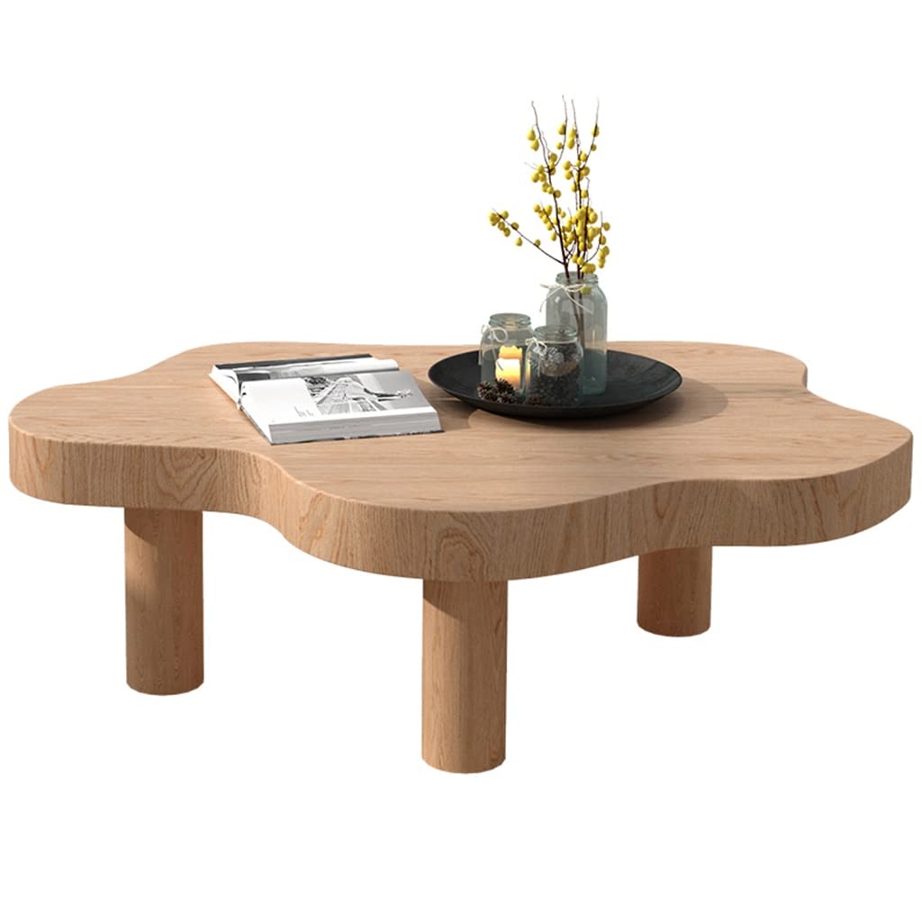 Solid Wood Coffee Table Low Table Living Room Center Table Small Apartment Side Table Black White Table (Color : Black, Size