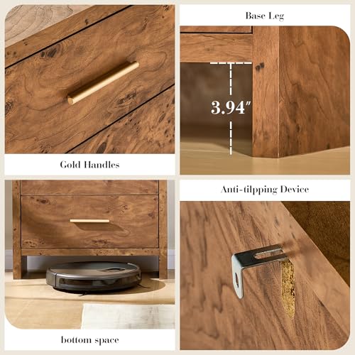 EliteSet Curved Dresser for Bedroom, 63" Large Modern Chest of Drawers, Vanity Desk TV Stand for Living Room, Closet Storage Drawers Organizer Furniture, Nursery, Hallway