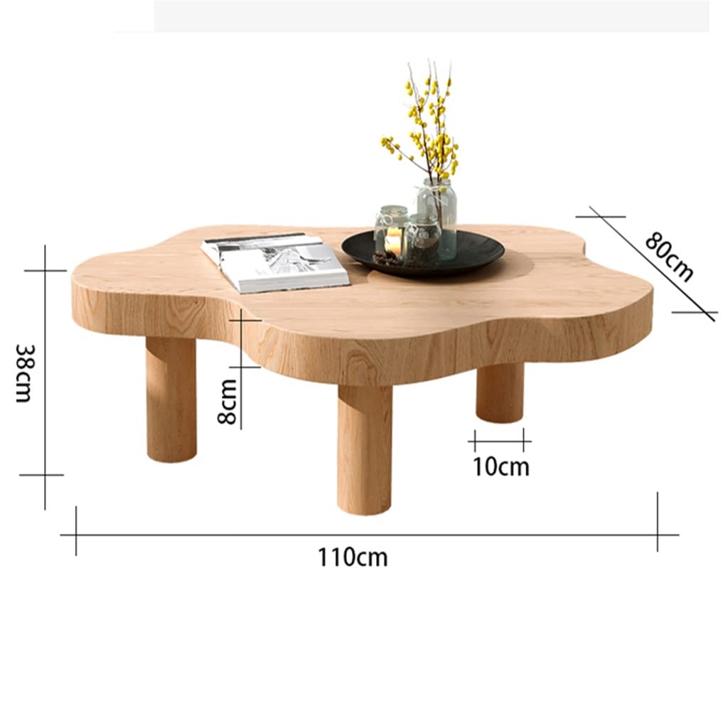 Solid Wood Coffee Table Low Table Living Room Center Table Small Apartment Side Table Black White Table (Color : Black, Size