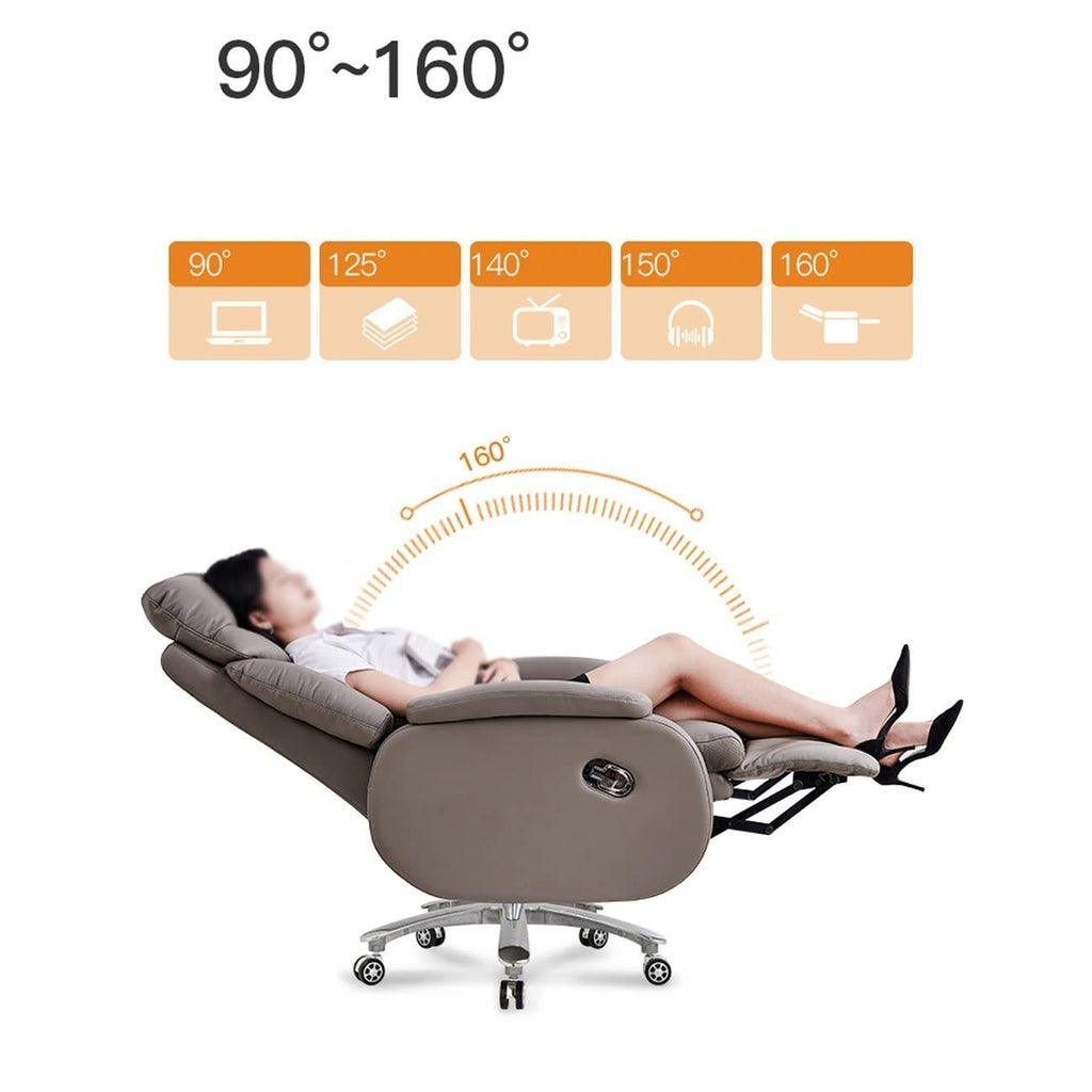 Computer Gaming Chairs Executive Office Chairs Adjustable Chairs Electric Telescopic-Footrest 9-Point Massage Cowhide Recliner Boss Chair Video Game Chairs