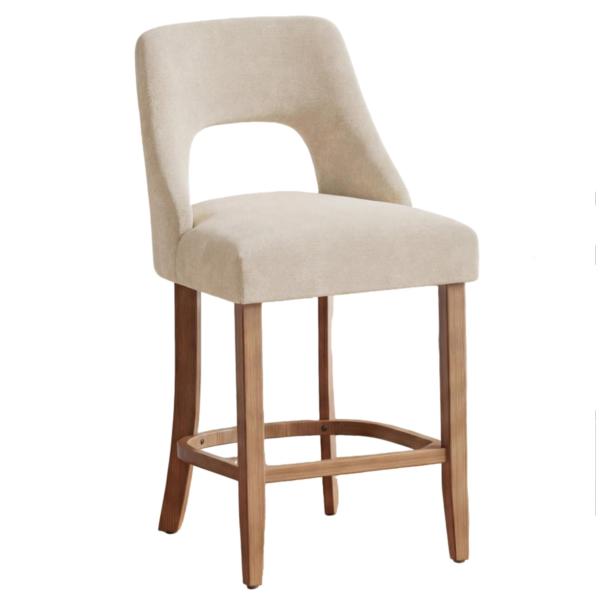 UVV Bar Stools, Upholstered Counter Height Bar Stools, Modern Counter Stools with Wood Legs for Kitchen Island Dining Room Bar