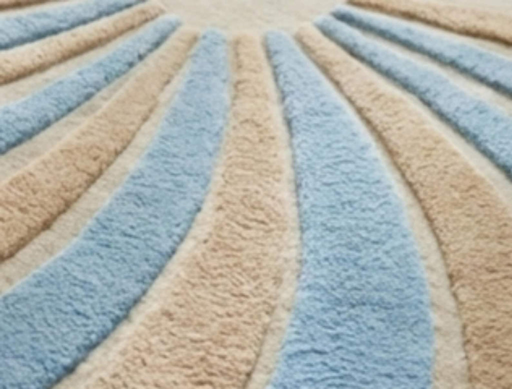Hand-Tufted Blue & Cream Abstract Area Rug for Modern Interiors