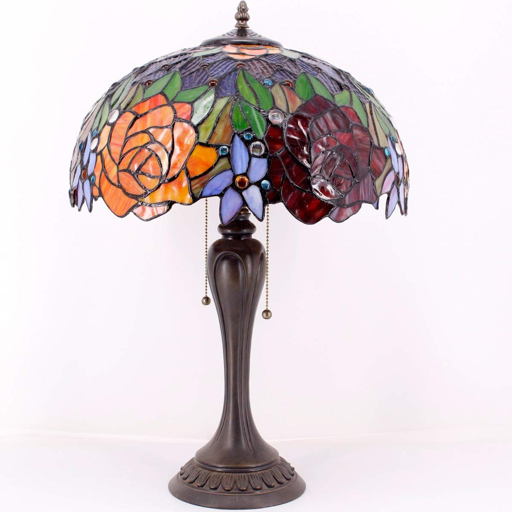 Tiffany-Style Stained Glass Bedside Table Lamp, 24-Inch