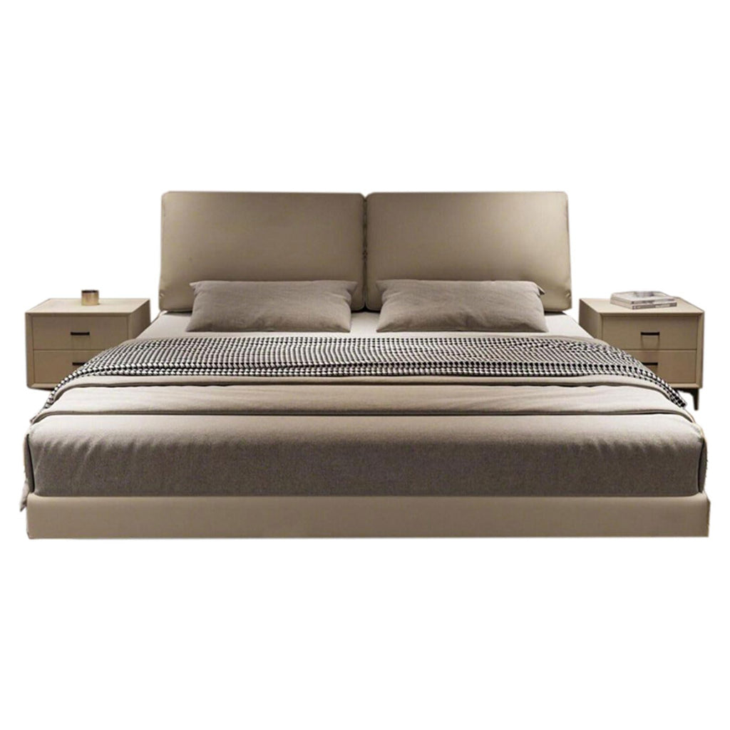 DLCQIJI Grey Modern Queen Bed Frame, Upholstered Platform Bed Wooden Slats Support with Headboard, Noise-Free