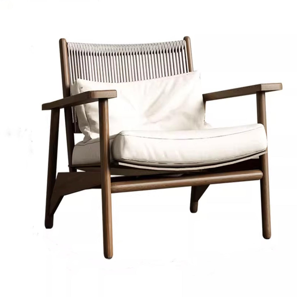 Mid Century Modern Lounge Chair,Solid Wood Frame Vintage Accent Chair with Thick Cushion and Inclined Back,Recliner for Living Room