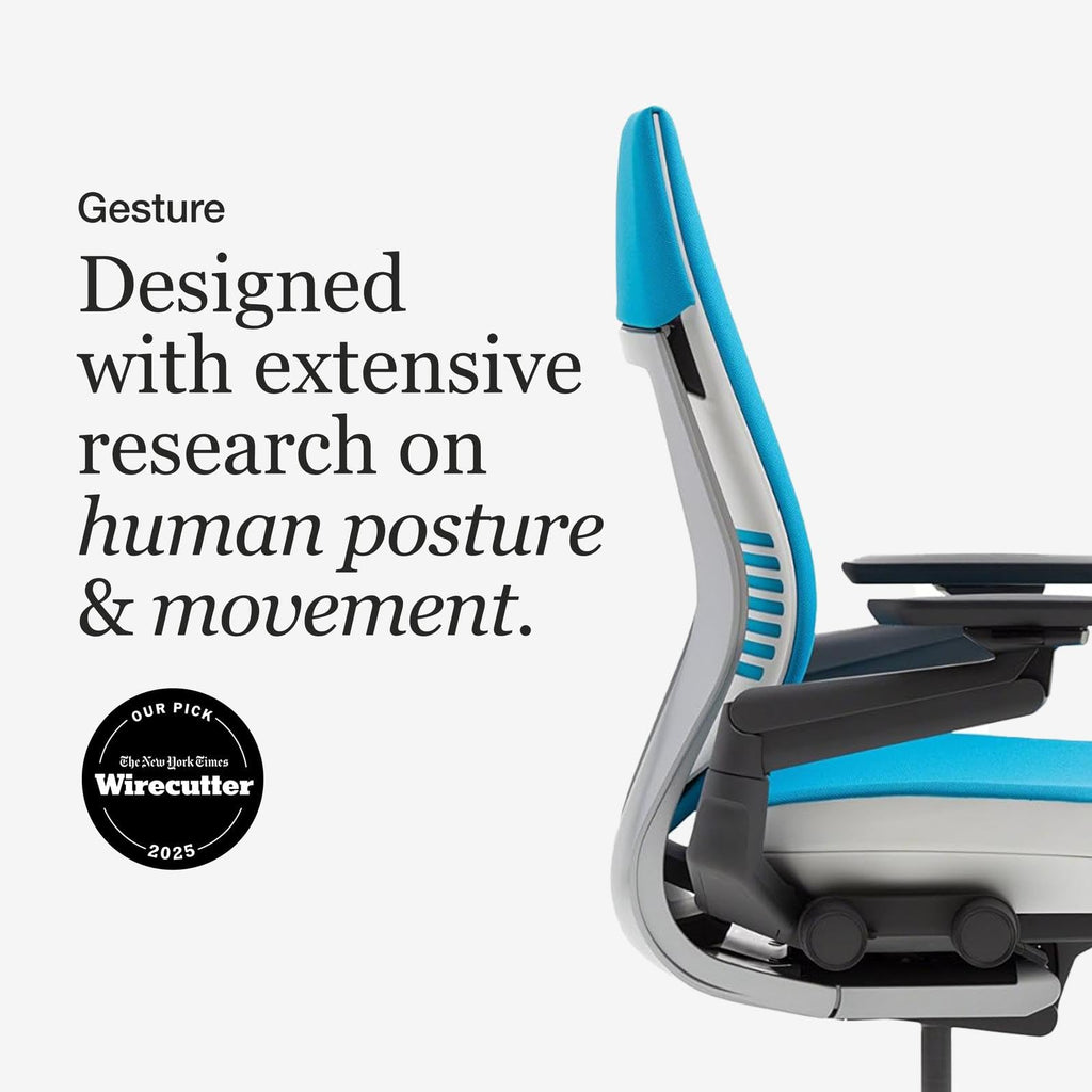 Steelcase Gesture Office Chair - Ergonomic Work Chair with Wheels for Carpet - Comfortable - Intuitive-to-Adjust for Desk - 360-Degree Arms