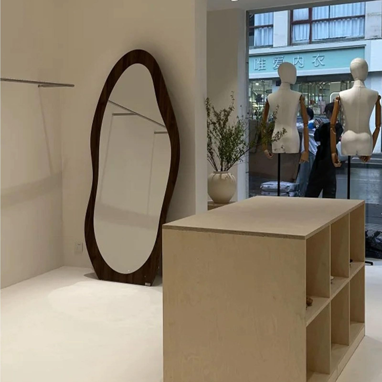 TBJEN Full Length Wall Mounted Mirror Irregular Floor Mirror Boho Decor Irregular for Bedroom, Living Room Full Body(C,200x80cm(upg))