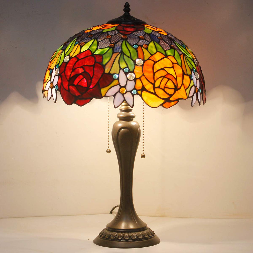 Tiffany-Style Stained Glass Bedside Table Lamp, 24-Inch