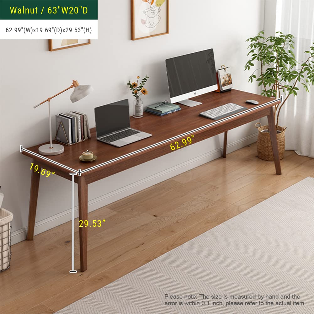 NELYE Mid-Century Long Desk Table - Simple Modern Extra Long 2-Person Wood Computer Workstation for Home Office Work