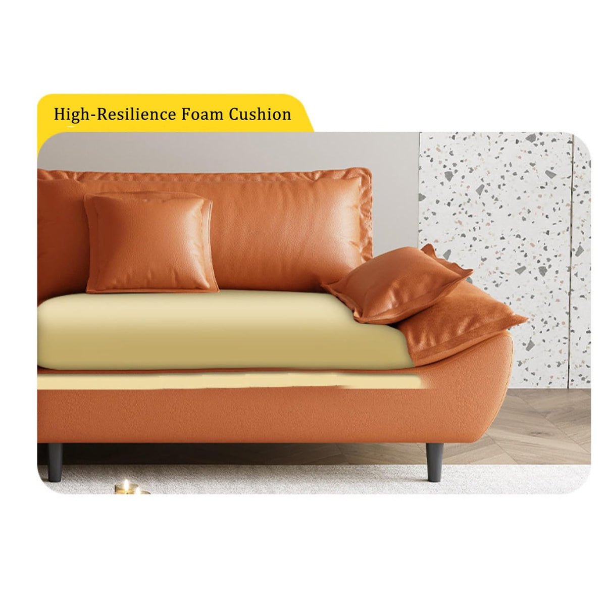 3-Seater Cloud Sofa, Modular Sectional Couch, Modern Deep Seat Sofa for Living Room, Comfy Double Layer Upholstered Seat Cushion,Cat-Scratch-Resistant Leather