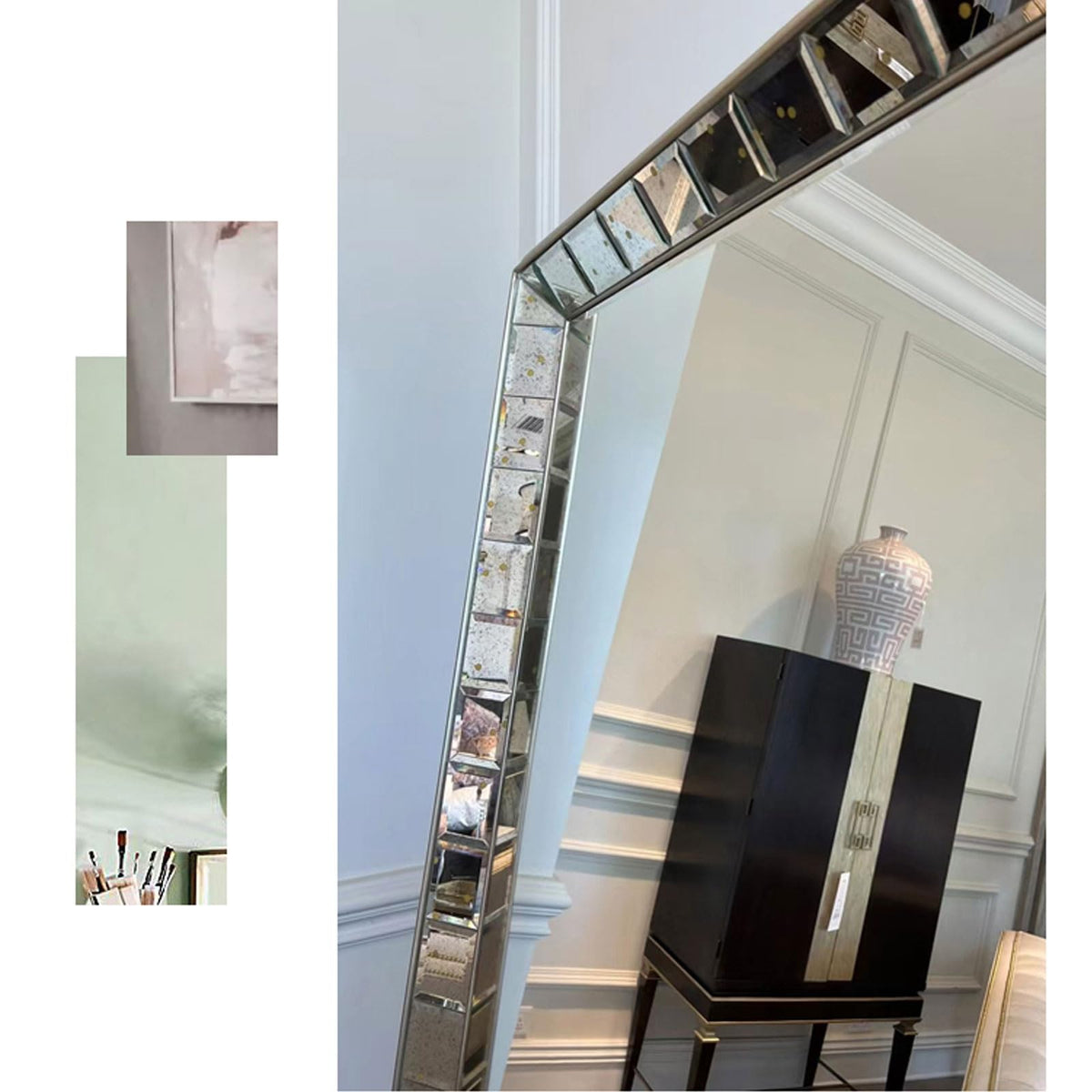 Large Angled Rectangular Wall Mirror, 108 x 202 cm