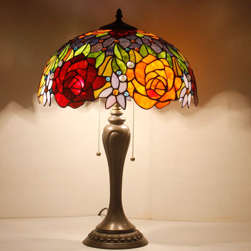 Tiffany-Style Stained Glass Bedside Table Lamp, 24-Inch