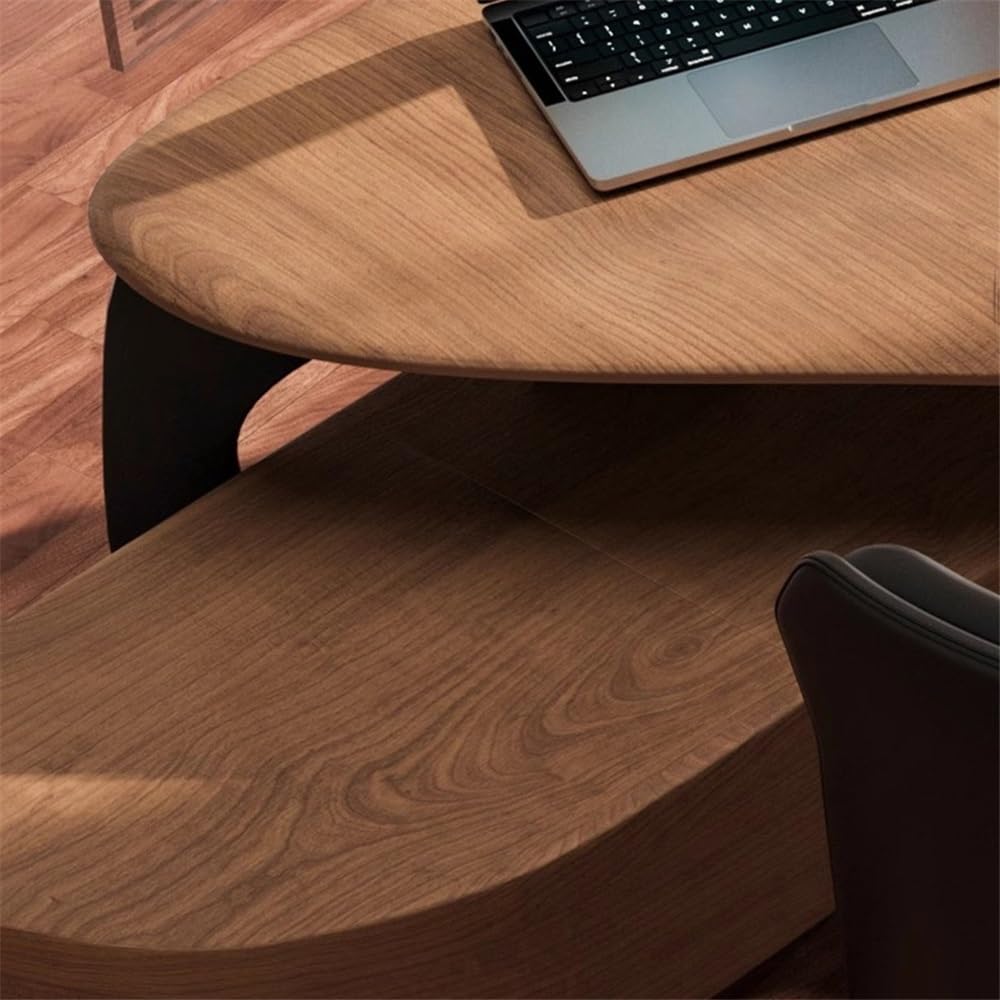 Computer Desk Modern Luxuty Ash Wood Executive Office Desk, Large Corner Writing Table Workstation with Side Cabinet Work from Home