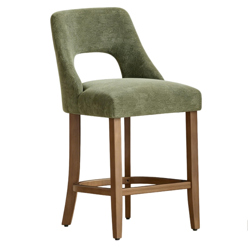 UVV Bar Stools, Upholstered Counter Height Bar Stools, Modern Counter Stools with Wood Legs for Kitchen Island Dining Room Bar