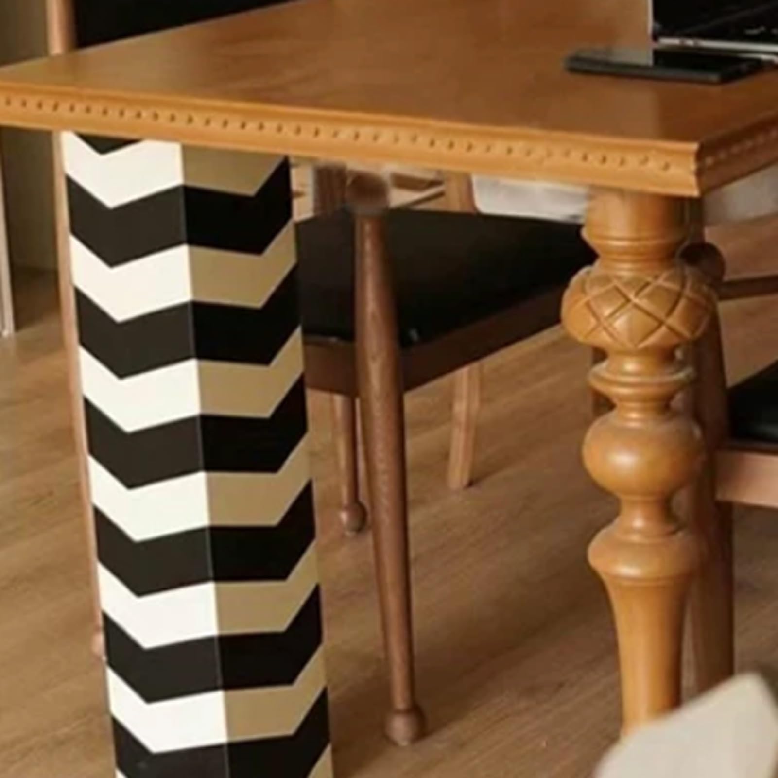 Creative Vintage Striped Solid Wood Dining Table, Rectangular Kitchen Table for Home