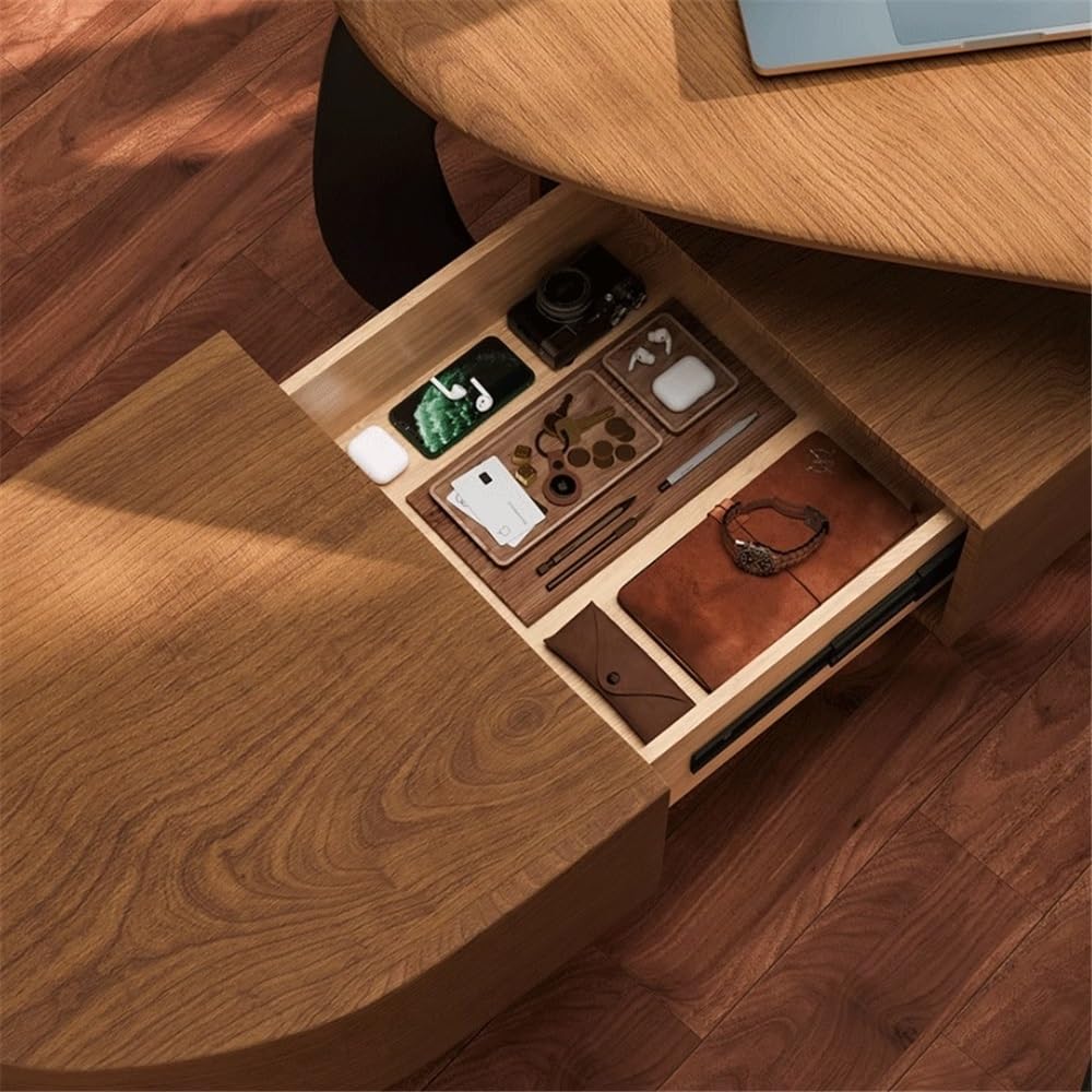 Computer Desk Modern Luxuty Ash Wood Executive Office Desk, Large Corner Writing Table Workstation with Side Cabinet Work from Home