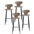 PU Leather Bar Stools Set of 1/2/4, Counter Height Stools with Low Back and Seat, Black Metal Legs, for Kitchen Counter, Dining Room, Coffee(4PCS Gray,65cm/25.6in)
