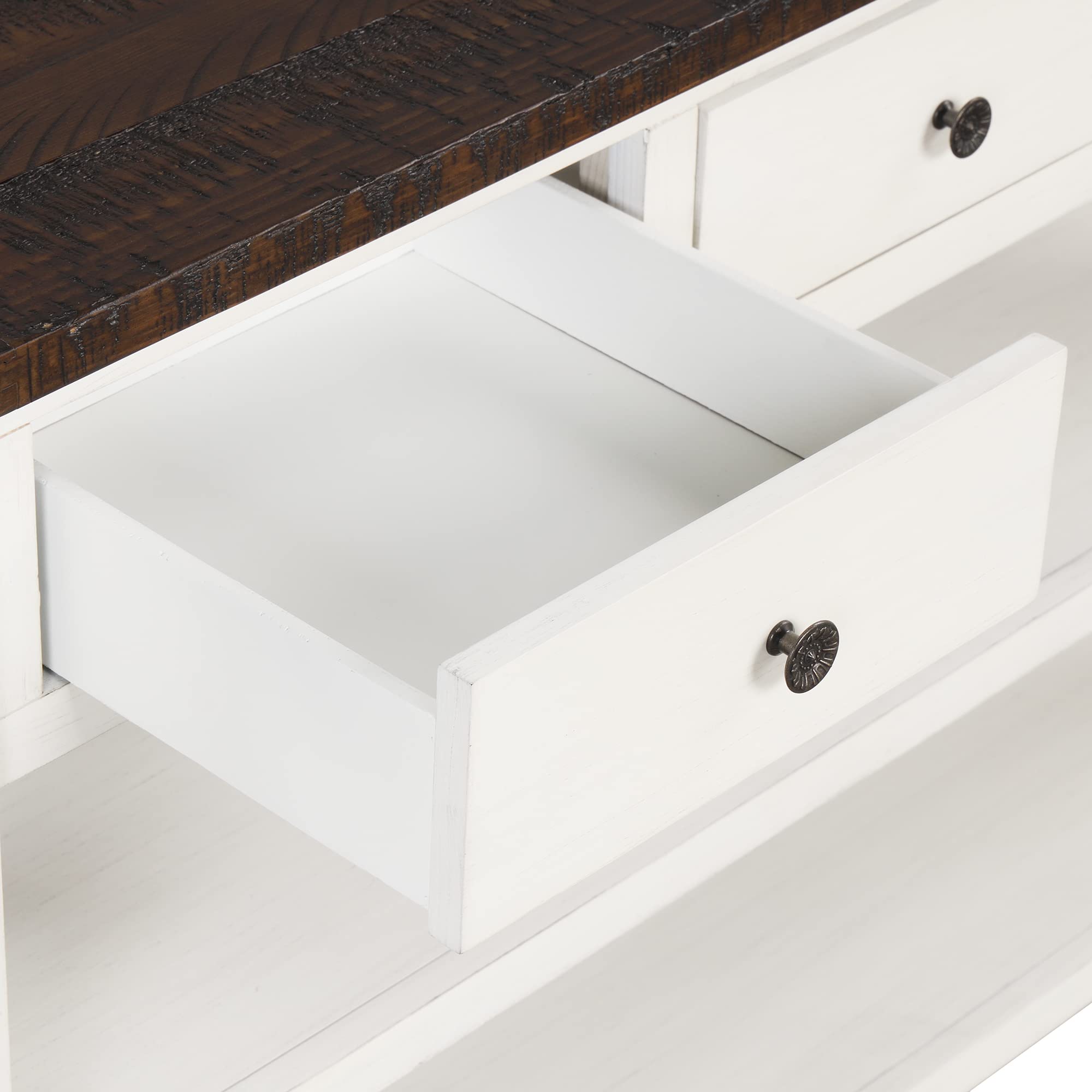 LKTART Solid Wood Console Table Sofa Table with Storage Drawers and Bottom Shelf Entryway Table for Storage Entry Hallway Foyer Sofa Rectangular Side Table(48.8" White)