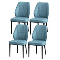 NIKAIDD Set of 4 Blue Nappa Leather Dining Room Chairs with Black Carbon Steel Legs - Stylish Kitchen & Living Room Lounge Side Chairs Perfect for Dining & Counter Use(Blue-A)
