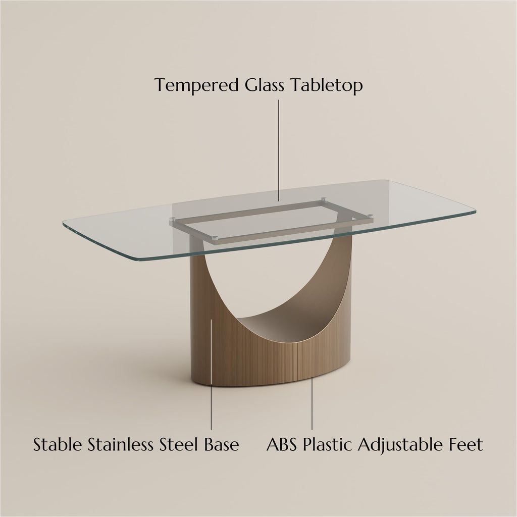 POVISON Modern Dining Table Marble White Black Bronze for Dining Room Kitchen