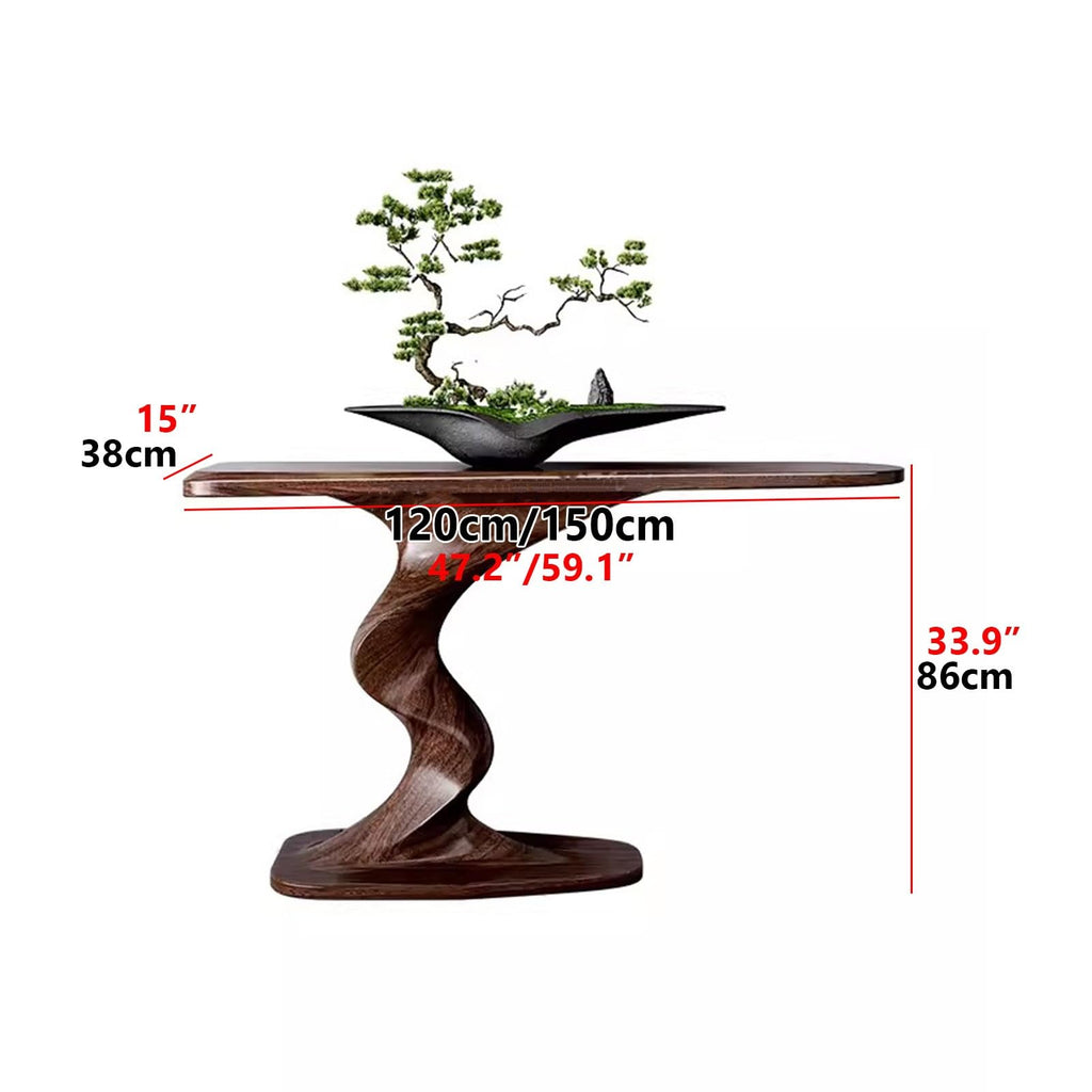 Modern Console Table, Wood Entryway Table with Geometric Base, Narrow Sofa Table Foyer Table with Storage for Entryway