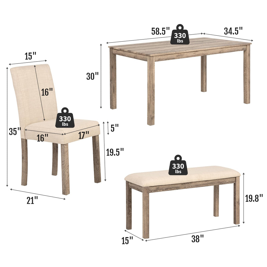 Zevemomo 6-Piece Wooden Dining Set