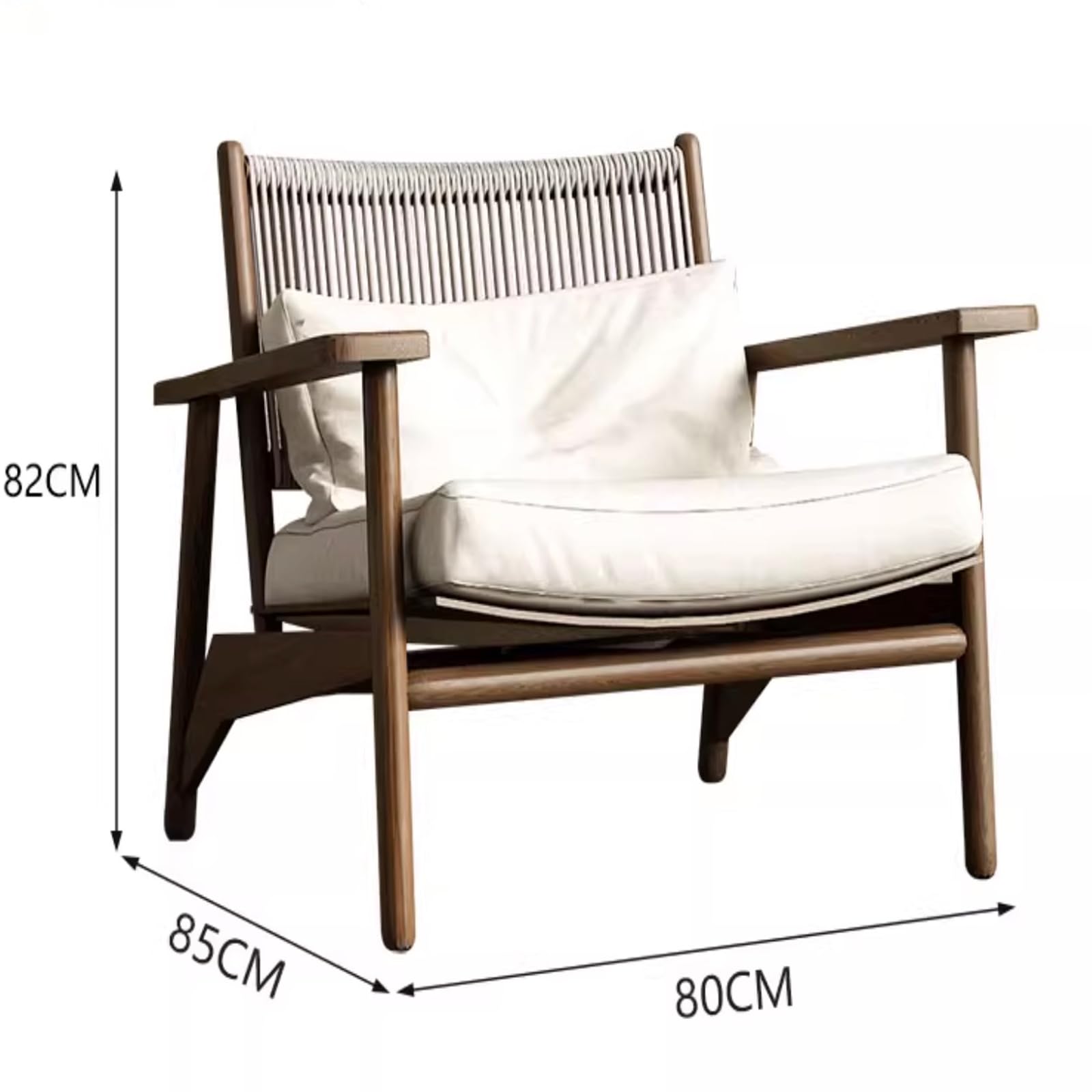 Mid Century Modern Lounge Chair,Solid Wood Frame Vintage Accent Chair with Thick Cushion and Inclined Back,Recliner for Living Room