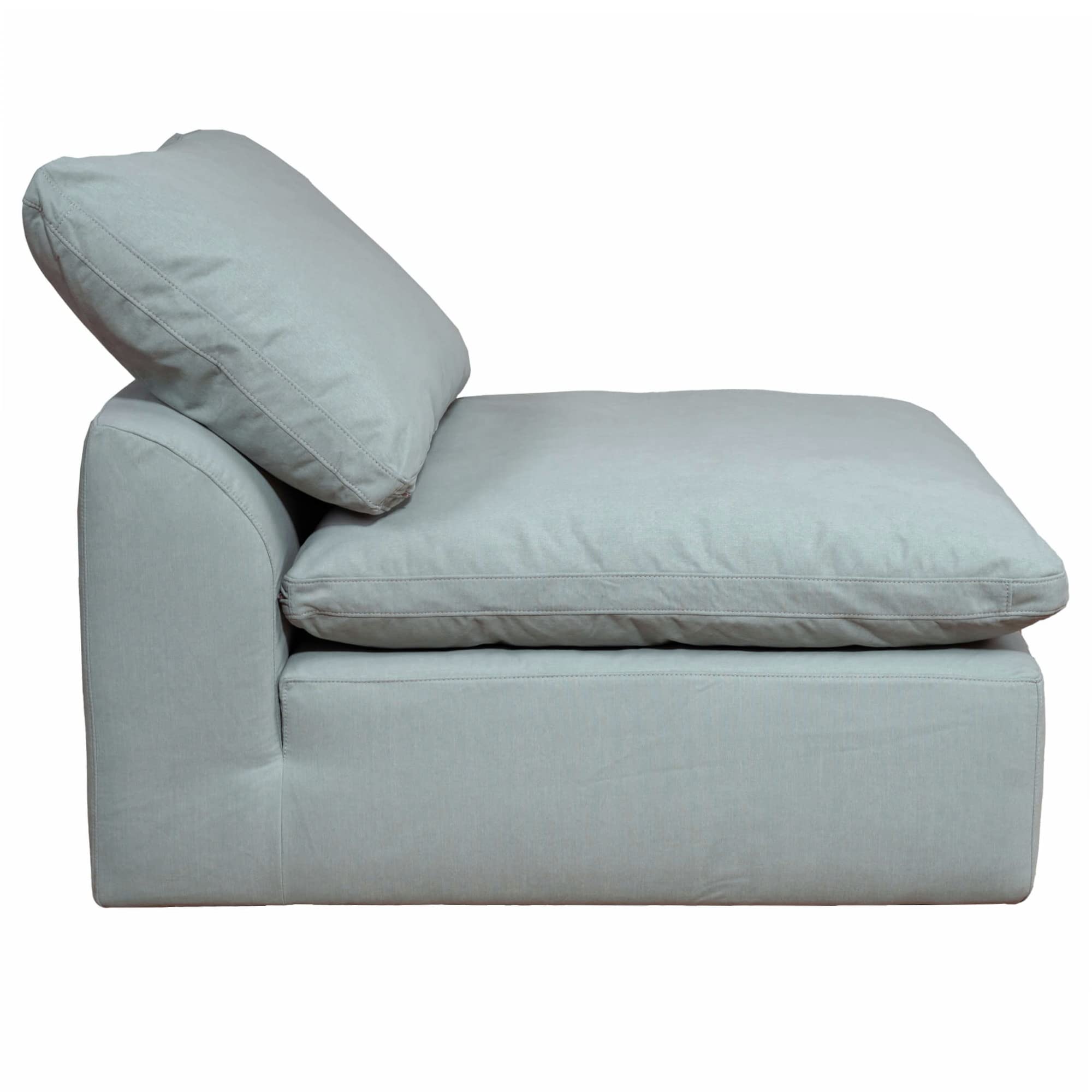 Sunset Trading Contemporary Puff Collection 5PC 132" Slipcovered Modular L-Shaped Sectional Sofa with Ottoman | Chaise Lounge Couch | Stain-Proof Water-Resistant Washable Performance Fabric Ocean Blue