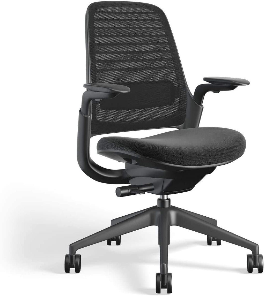 Steelcase Series 1 Office Chair - Ergonomic Work Chair with Wheels for Carpet & Hard Flooring - Helps Support Productivity - Weight-Activated Controls, Back & Arm Support - Easy Assembly - Licorice