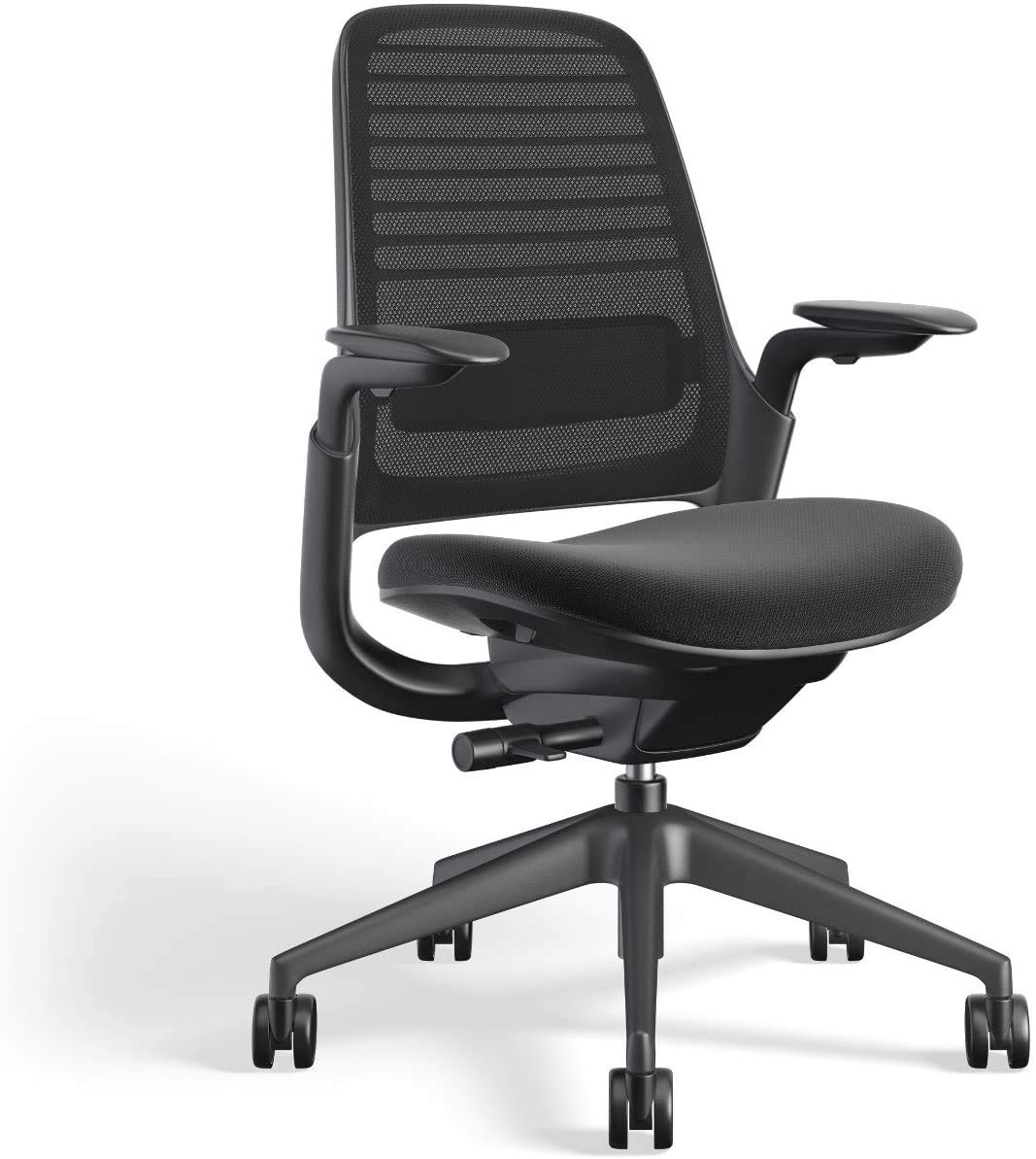 Steelcase Series 1 Office Chair - Ergonomic Work Chair with Wheels for Carpet & Hard Flooring - Helps Support Productivity - Weight-Activated Controls, Back & Arm Support - Easy Assembly - Licorice