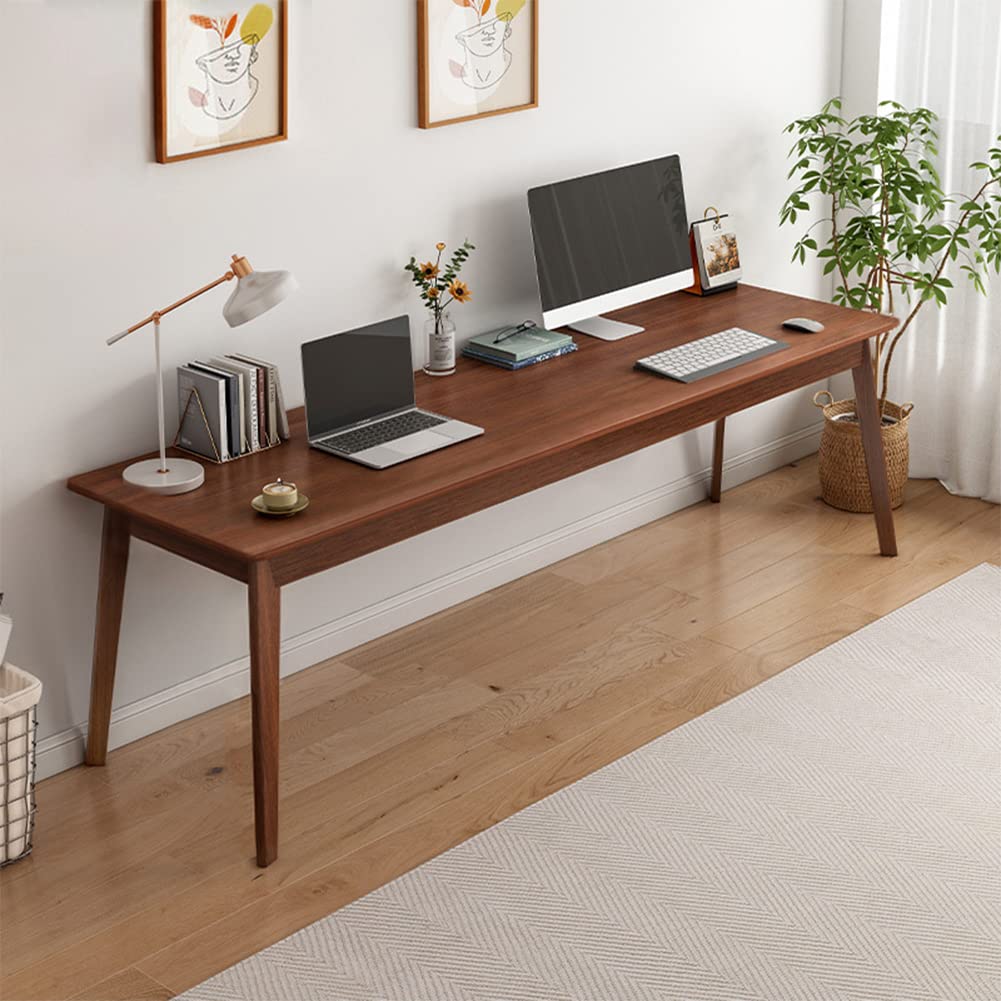 NELYE Mid-Century Long Desk Table - Simple Modern Extra Long 2-Person Wood Computer Workstation for Home Office Work