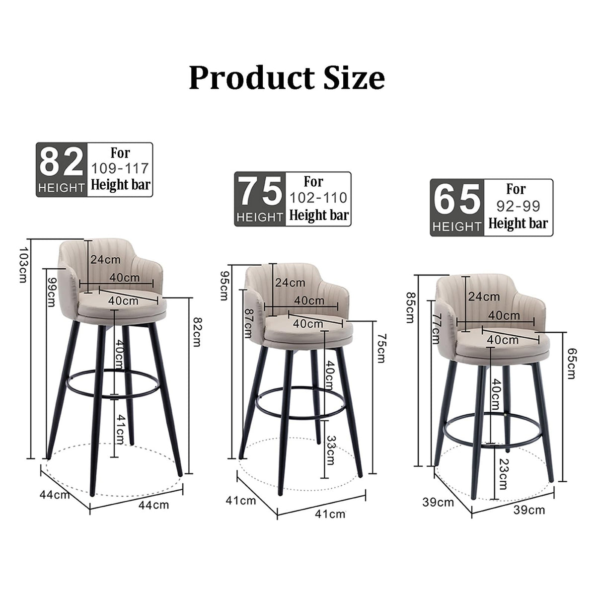 Set of 2 Swivel Counter Height Bar Stools with PU Leather Backrest Ideal for Kitchen or Restaurant Light Khaki 82cm - Stylish & Comfortable Seating Solution